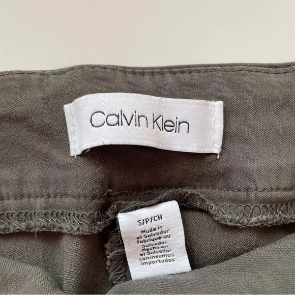 CALVIN KLEIN Ankle Pants Gray Stretch Buttons Business Casual Work Size S - Picture 11 of 14